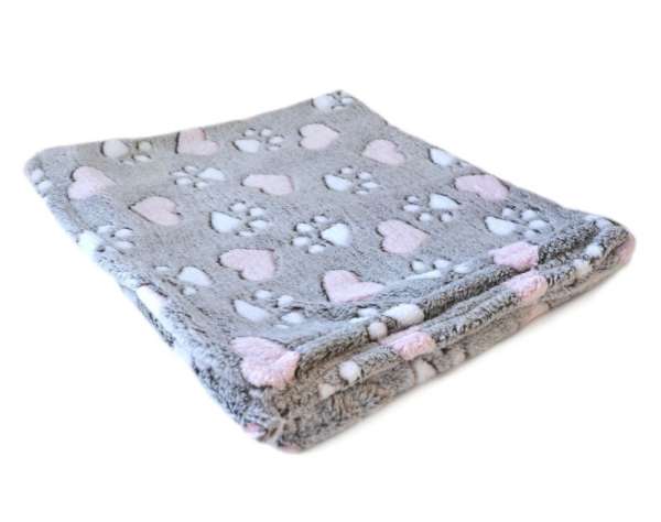 PETSY Flanel takaró mancs és szív nyomat 120 x 70 cm