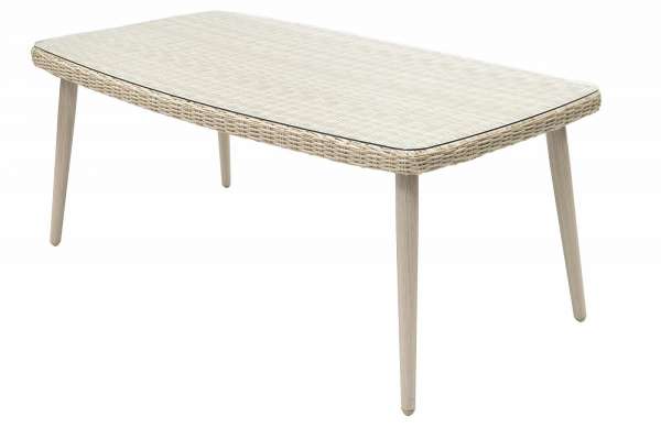 Kerti rattan asztal üveggel VICTORIA 180 x 100 cm (bézs)