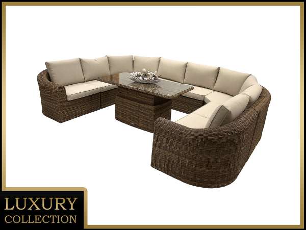 Rattan moduláris étkezőgarnitúra BORNEO LUXURY 8 személyes (barna)