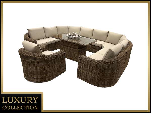 Rattan moduláris étkezőgarnitúra BORNEO LUXURY 9 személyes (barna)