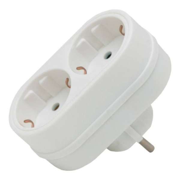 Elosztó 2es aljzat / földelt Fehér