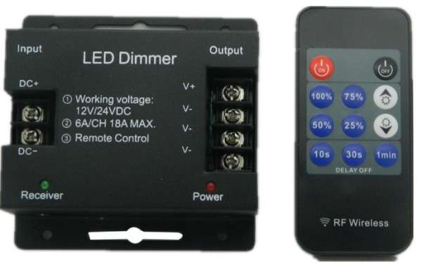 LED vezérlő dimmer fényerőszabályozó távirányítóval rádiós 72W 11 gombos 1 év garancia