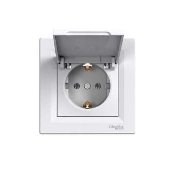 ASFORA földelt csatlakozóalj 1-es fedeles IP66 / Fehér