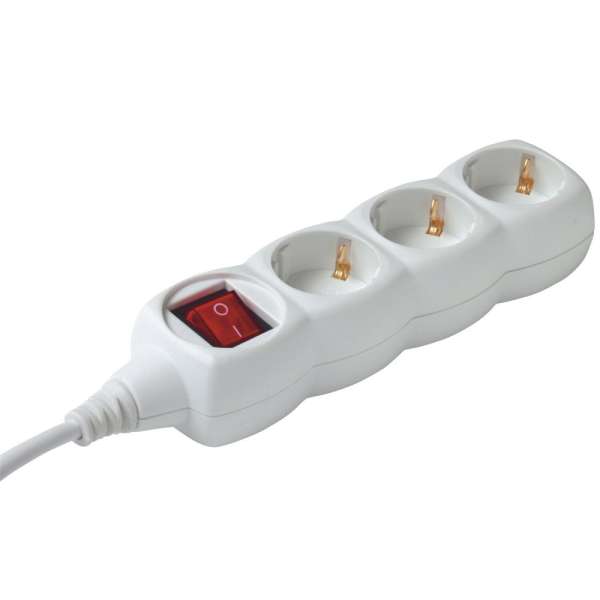 Elosztó 3-as 5m 3x1mm2 vezetékkel kapcsolóval Fehér