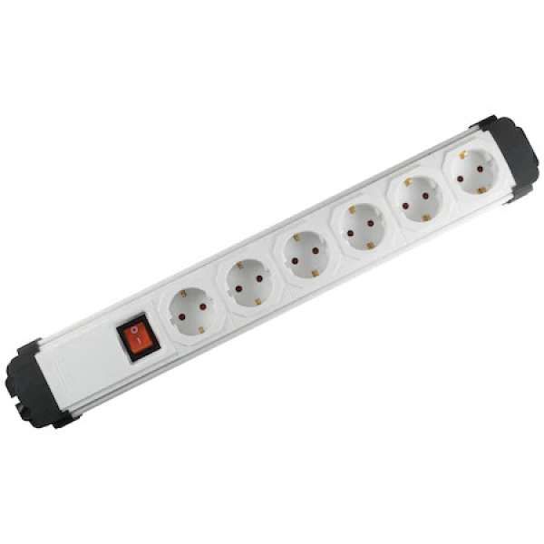 Elosztó 6-os 2m 3x1,5mm2 vezetékkel kapcsolóval / túlfeszültség védett