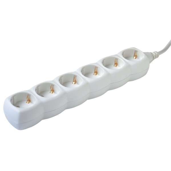 Elosztó 6-os 1,5m 3x1,5mm2 vezetékkel Fehér