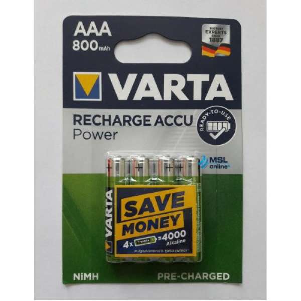 Varta AAA 1,2 V ujra tölthető elem 800 mA 4db/cs