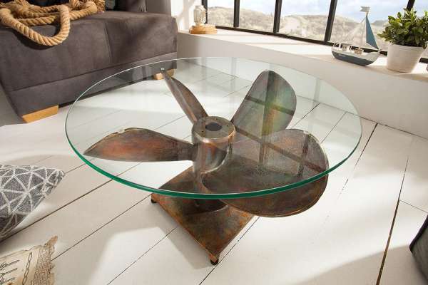  Design dohányzóasztal Propeller, 60 cm, réz antik 