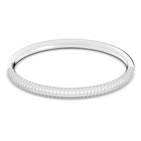 Swarovski Stone Bangle, White, Stainless steel