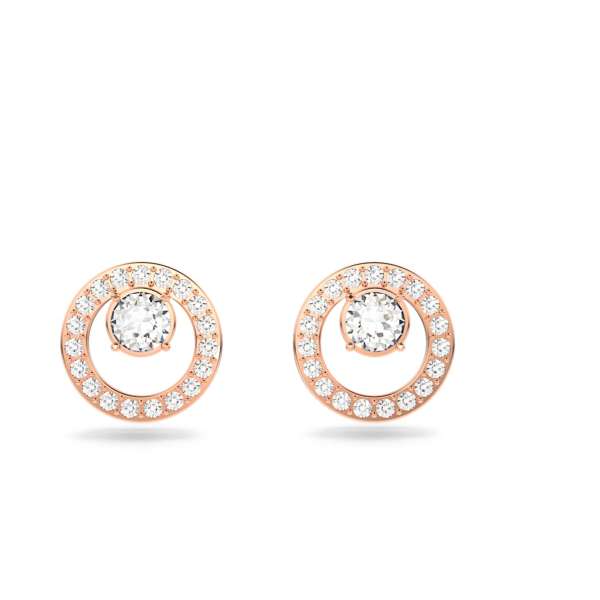Swarovski Creativity kör alakú bedugós fülbevaló, fehér színű, rozéarany árnyalatú bevonattal