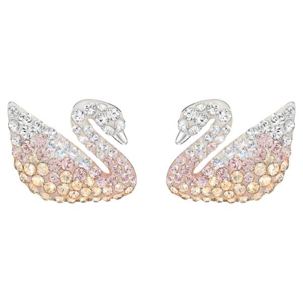 Swarovski ikonikus hattyú bedugós fülbevaló, többszínű, ródium bevonattal