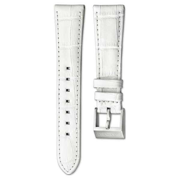 Swarovski 18 mm-es óraszíj, varrott bőr, fehér, nemesacél