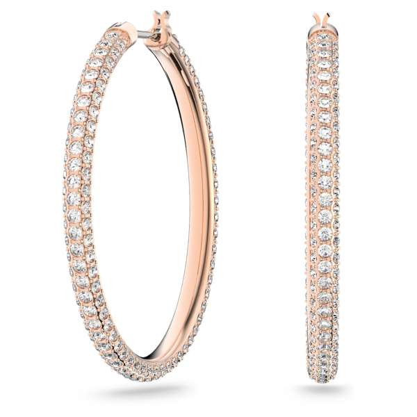 Swarovski Stone Hoop bedugós fülbevaló, rózsaszín, rozéarany árnyalatú bevonattal