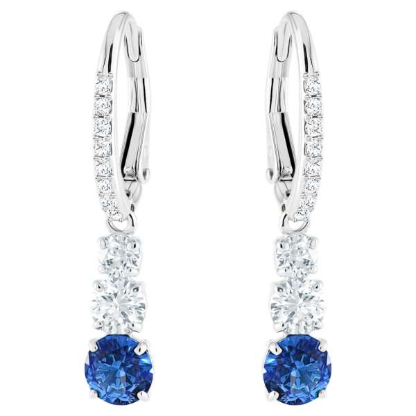 Swarovski Attract Trilogy csepp alakú bedugós fülbevaló, kék, ródium bevonattal
