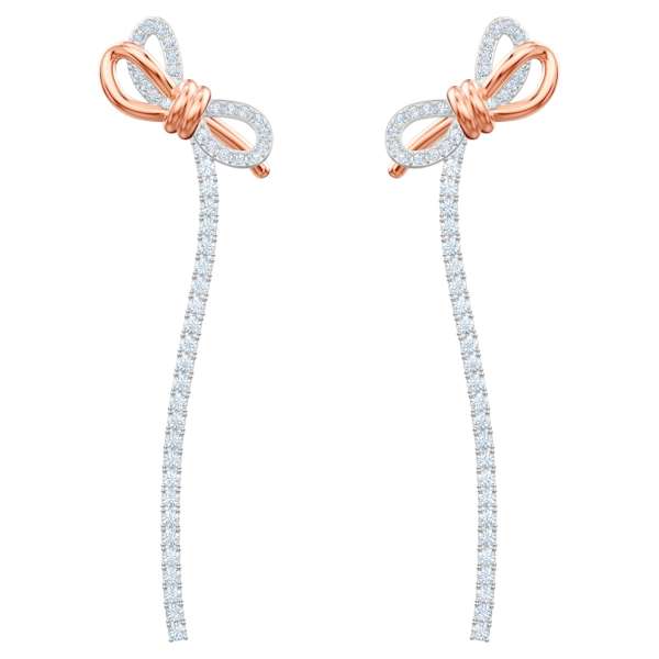 Swarovski Lifelong masni bedugós fülbevaló, fehér, vegyes fémbevonattal