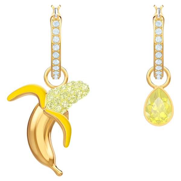 Swarovski No Regrets Banana Pierced Earrings, Multi-colored, Gold-tone plated