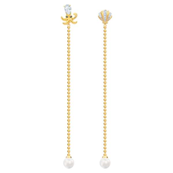 Swarovski Ocean Octopus Pierced Earrings, Multi-colored, Mixed plating