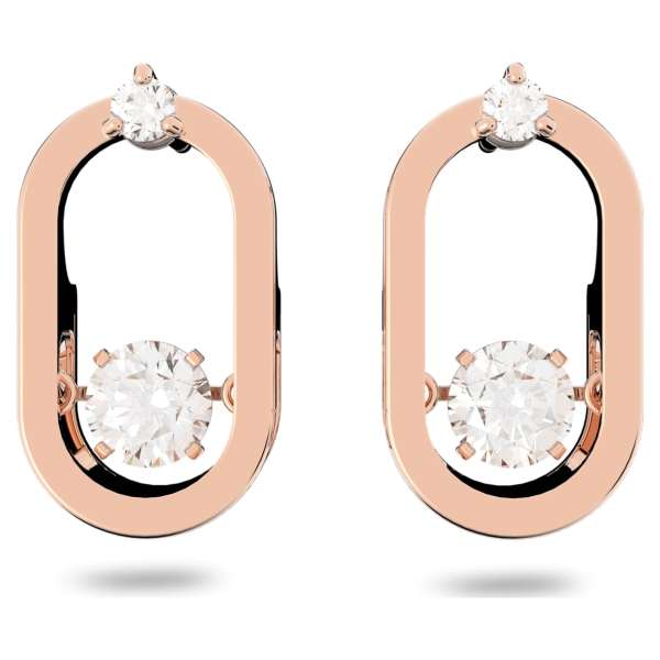 Swarovski Sparkling Dance bedugós fülbevaló, fehér, rozéarany árnyalatú bevonattal