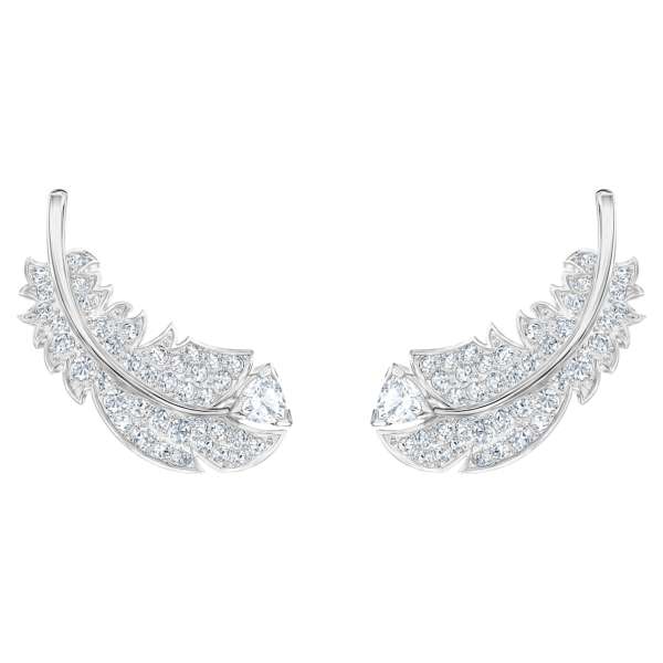 Swarovski Nice stekker záras fülbevaló, fehér, ródium bevonattal