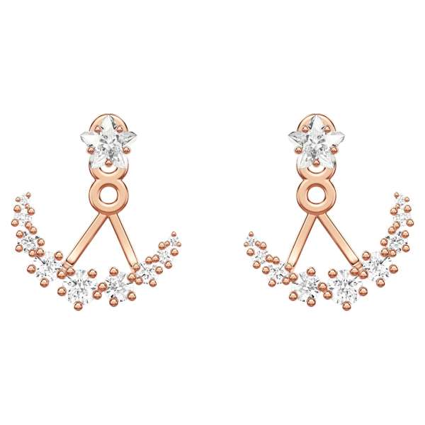 Swarovski Moonsun Pierced Earring Jackets, White, Rose-gold tone plated