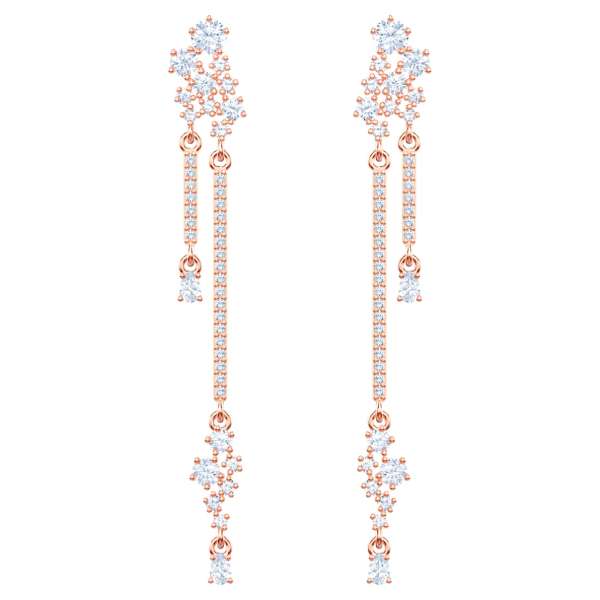 Swarovski Moonsun Pierced Earrings, White, Rose-gold tone plated
