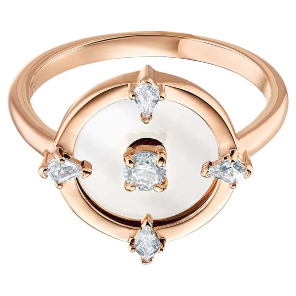 Swarovski North motívumos gyűrű, fehér, rózsaarany színű bevonattal