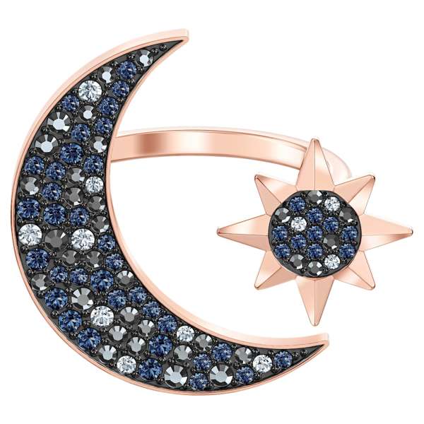 Swarovski Symbolic hold motívumos gyűrű, többszínű, rózsaarany tónusú bevonattal
