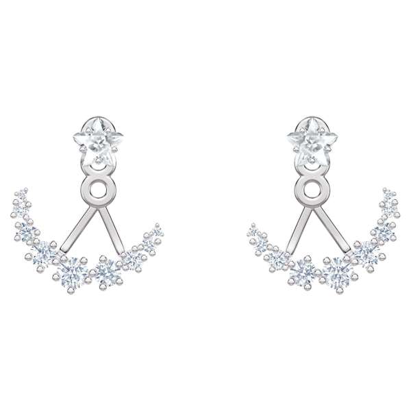 Swarovski Moonsun Pierced Earring Jackets, White, Rhodium plated