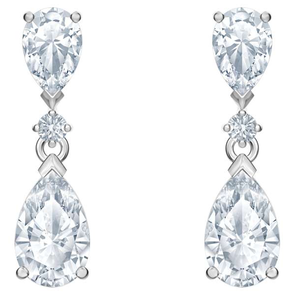 Swarovski Palace bedugós, függő fülbevaló, fehér színű, ródium bevonattal