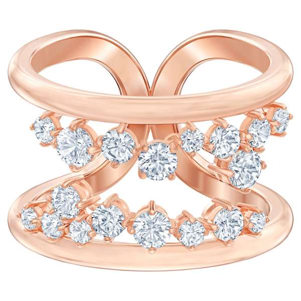 Swarovski North motívumos gyűrű, fehér, rózsaarany színű bevonattal