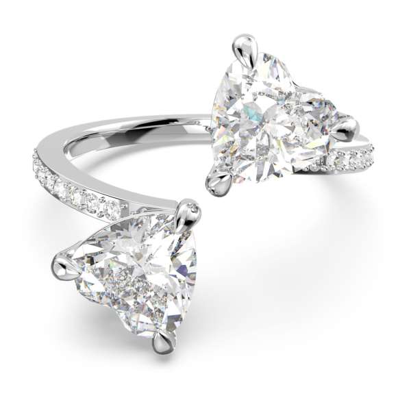 Swarovski Attract Soul Heart gyűrű, fehér, ródium bevonattal