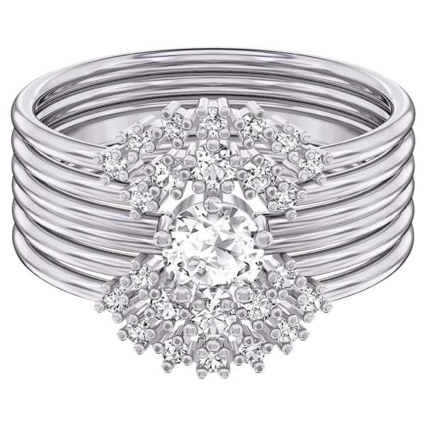 Swarovski Moonsun Ring Set, White, Rhodium plated