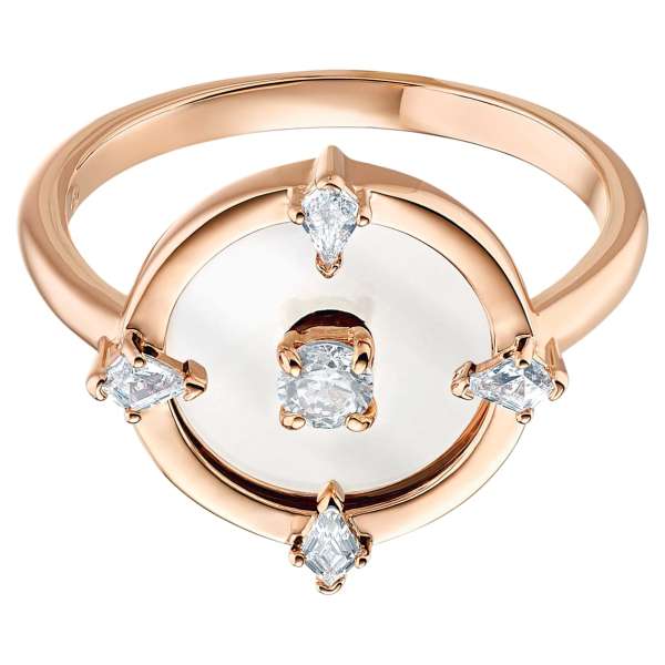 Swarovski North motívumos gyűrű, fehér, rózsaarany színű bevonattal