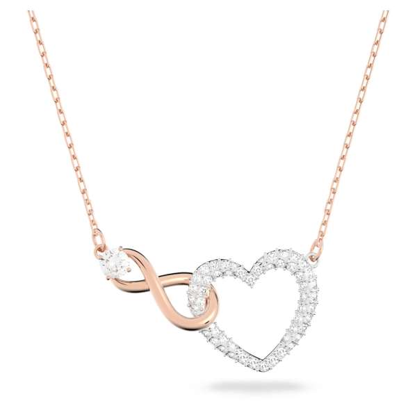 Swarovski Infinity Heart nyaklánc, fehér, vegyes fémbevonattal