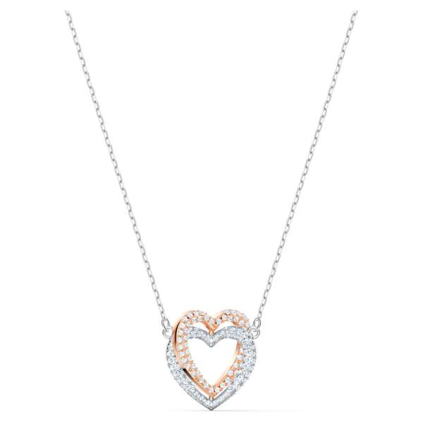 Swarovski Infinity Double Heart Necklace, White, Mixed metal finish