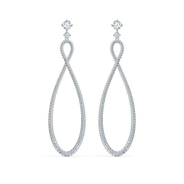 Swarovski Infinity Hoop bedugós fülbevaló, fehér, ródium bevonattal