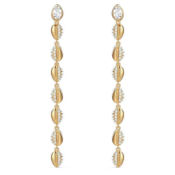 Swarovski Shell Cowrie bedugós fülbevaló, fehér, arany árnyalatú bevonattal