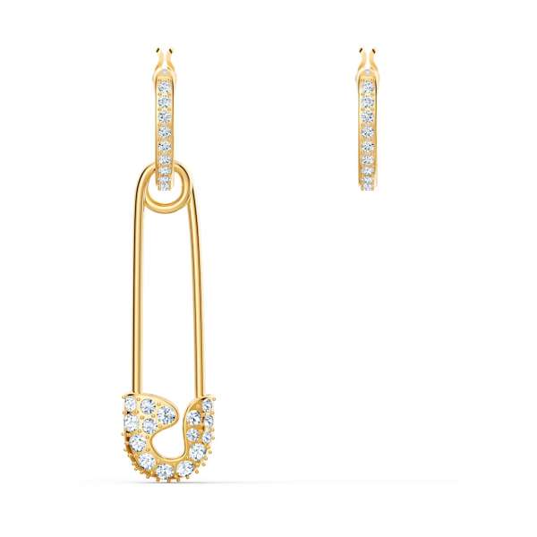 Swarovski So Cool Pin bedugós fülbevaló, fehér, arany árnyalatú bevonattal