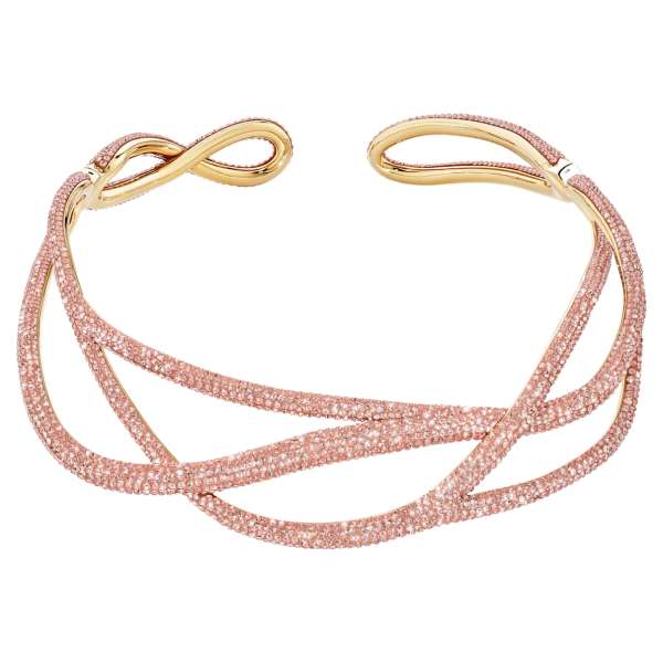 Swarovski Tigris statement choker nyaklánc, rózsaszín, arany árnyalatú bevonattal