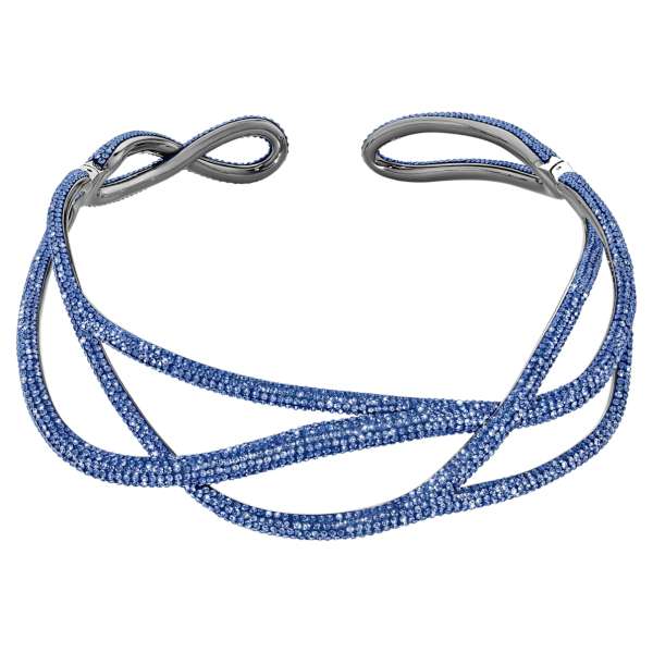 Swarovski Tigris statement choker nyaklánc, kék, ruténium bevonattal