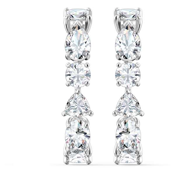 Swarovski Tennis Deluxe Mixed bedugós fülbevaló, fehér, ródiumbevonattal