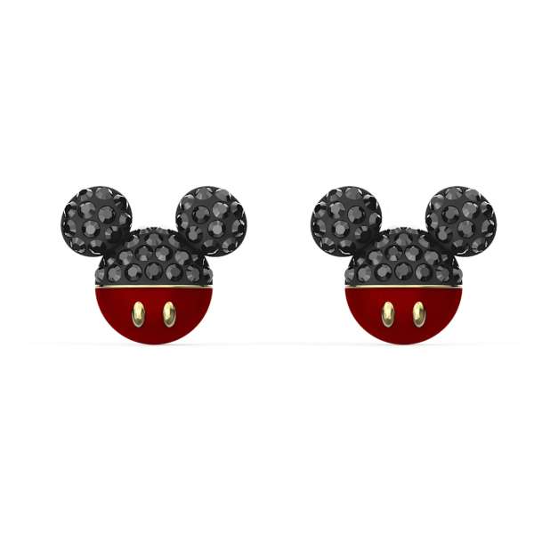 Swarovski Mickey bedugós fülbevaló, fekete, arany árnyalatú bevonattal