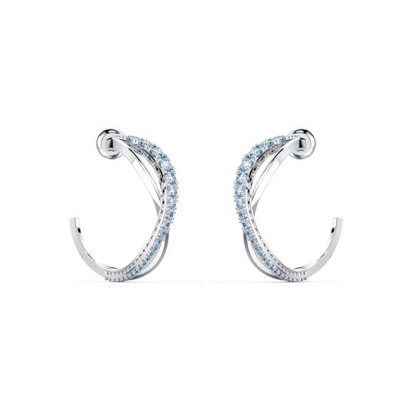 Swarovski Twist bedugós karika fülbevaló, kék, ródiumbevonattal