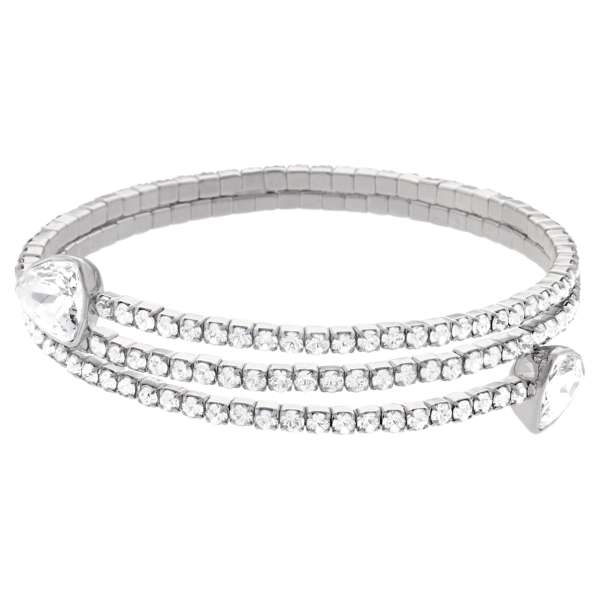 Swarovski Twisty Bangle, White, Rhodium plated
