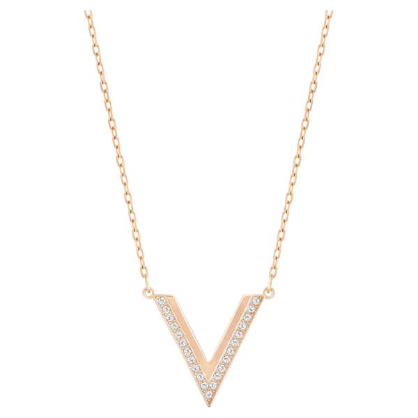 Swarovski Delta Necklace, White, Rose-gold tone plated