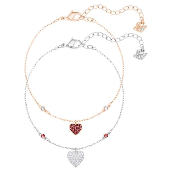 Swarovski Crystal Wishes Heart Set, Red, Mixed metal finish