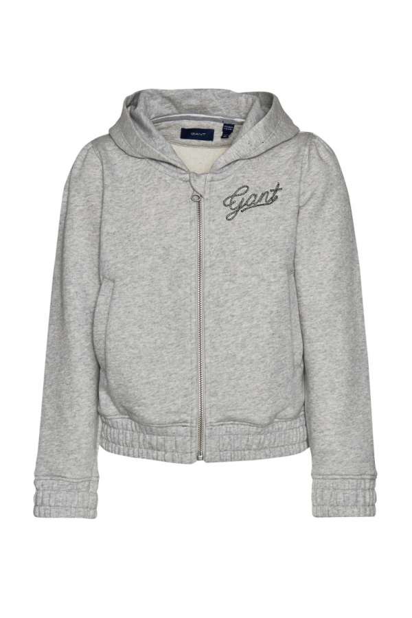 MELEGÍTŐ FELSŐ GANT D1. GANT ROPE SCRIPT HOODIE LIGHT GREY MELANGE