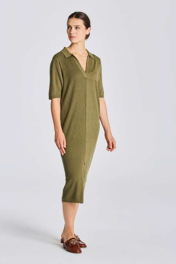 RUHA GANT D2. RIBBED RUGGER DRESS UTIITY GREEN