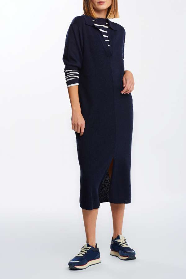 RUHA GANT D2. RIBBED RUGGER DRESS EVENING BLUE