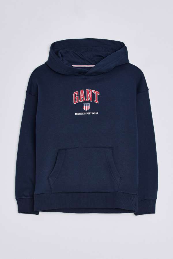 MELEGÍTŐ FELSŐ GANT D2. GANT RETRO SHIELD HOODIE EVENING BLUE